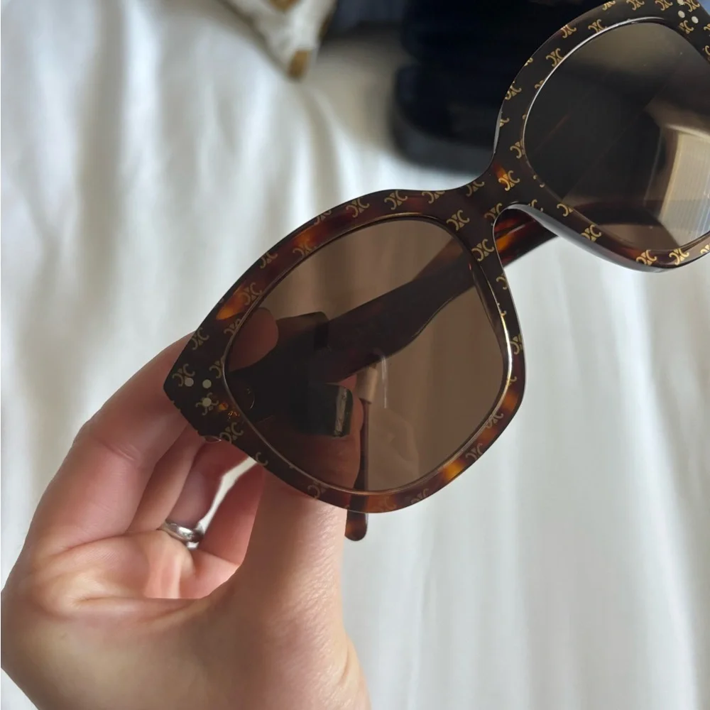 NWT Celine triomphe logo sunglasses brown havana - Picture 7 of 16